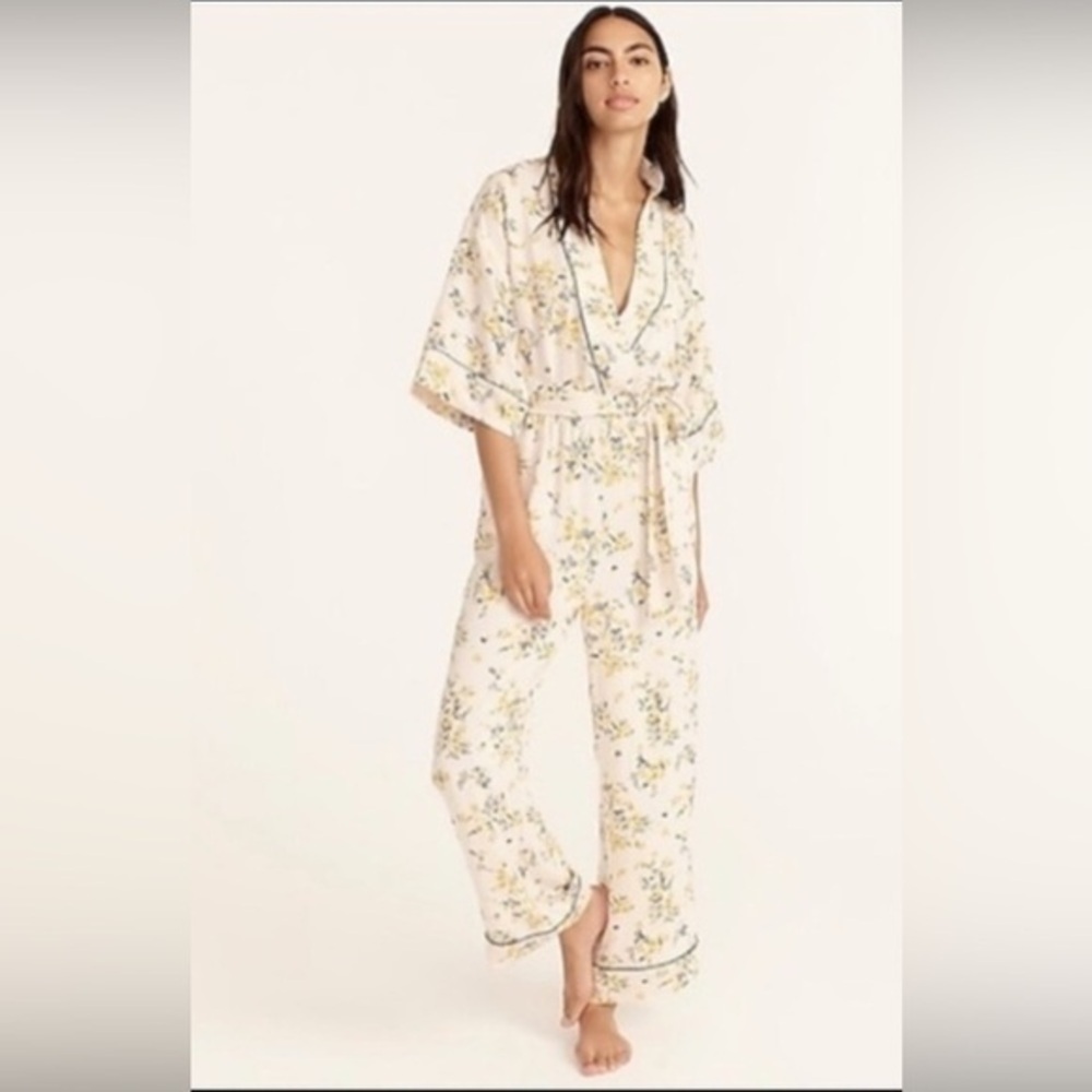J. Crew Easy-Luxe Eco Floral Pajama Jumpsuit Size XS